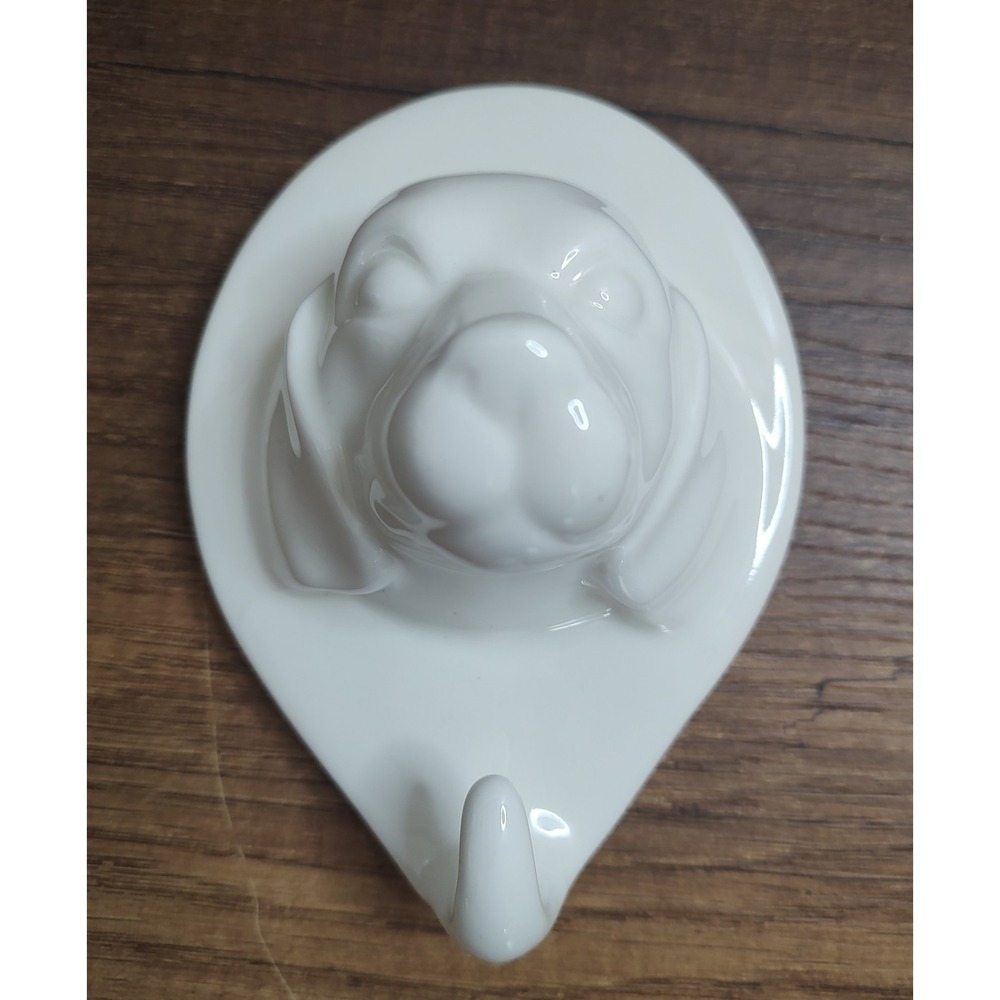 White Ceramic Dog Wall Hook Key Leash Hanger Beagle Decor Y3